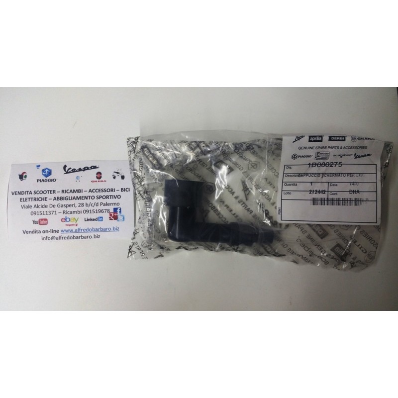 Cappuccio pipetta schermato per candela piaggio beverly 350 codice originale piaggio 1D000275