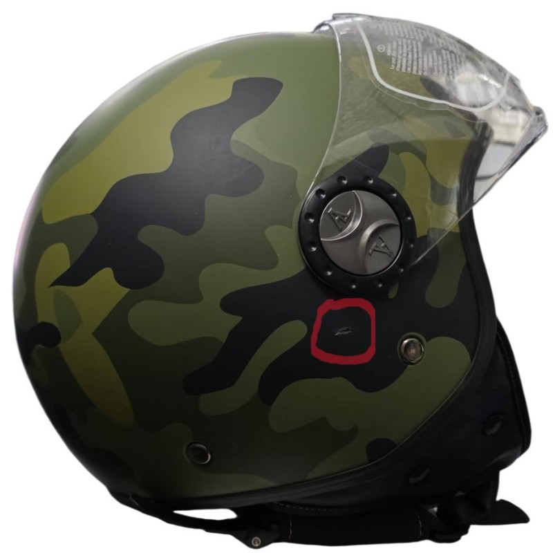 Casco demi-jet 101 camouflage mimetico verde al Helmets con difetti