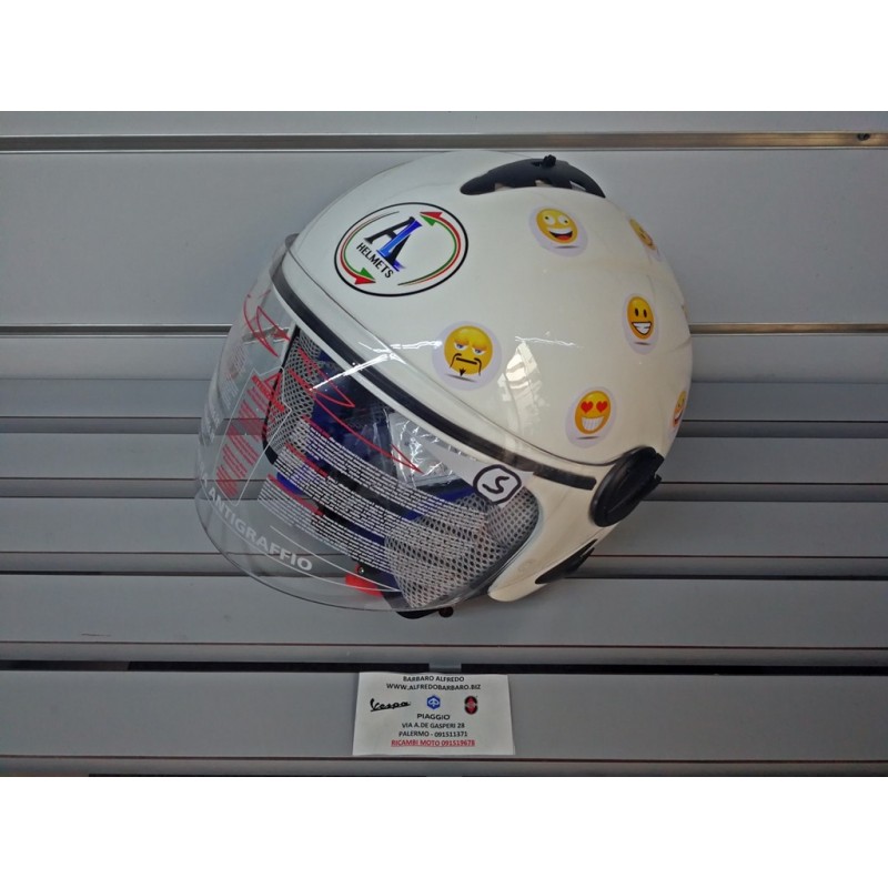 Casco bambino demi-jet 106 con visiera elicotterista e adesivi Al Helmets 106 kids