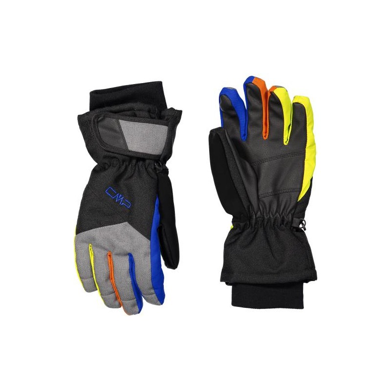 Guanti da sci bambini multicolor in softshell imbottiti cmp