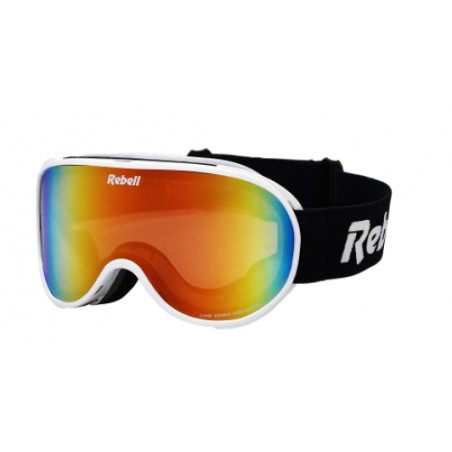 MASCHERA DA SCI DOPPIA LENTE SPECCHIO ROSSO ANTIFOG REBELL